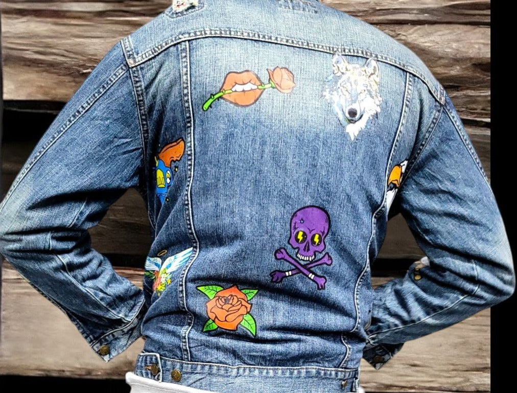 Customised Vintage Trucker Denim Jacket - 80s90s Style - S-XXL Sizes Available