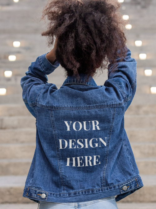 "Your Own Design " Single Print Vintage Denim Unisex Jacket