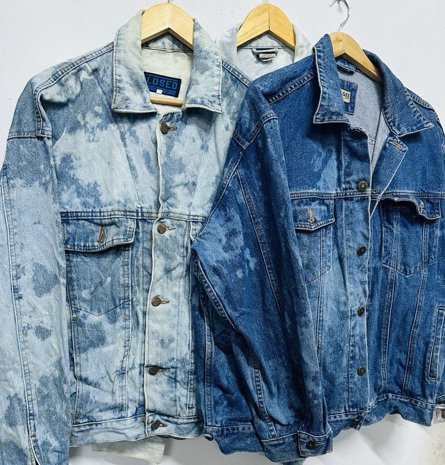 Vintage 80s and 90s Men's Trucker Bleached Denim Jackets - Unisex Vintage Bleached Denim - Various Size