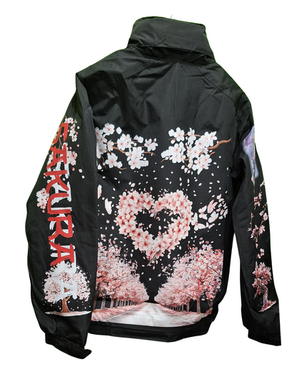 Bomber Jacket with Japanese Sakura Design – Stylish and Warm Outerwear For Winter in Various Sizes