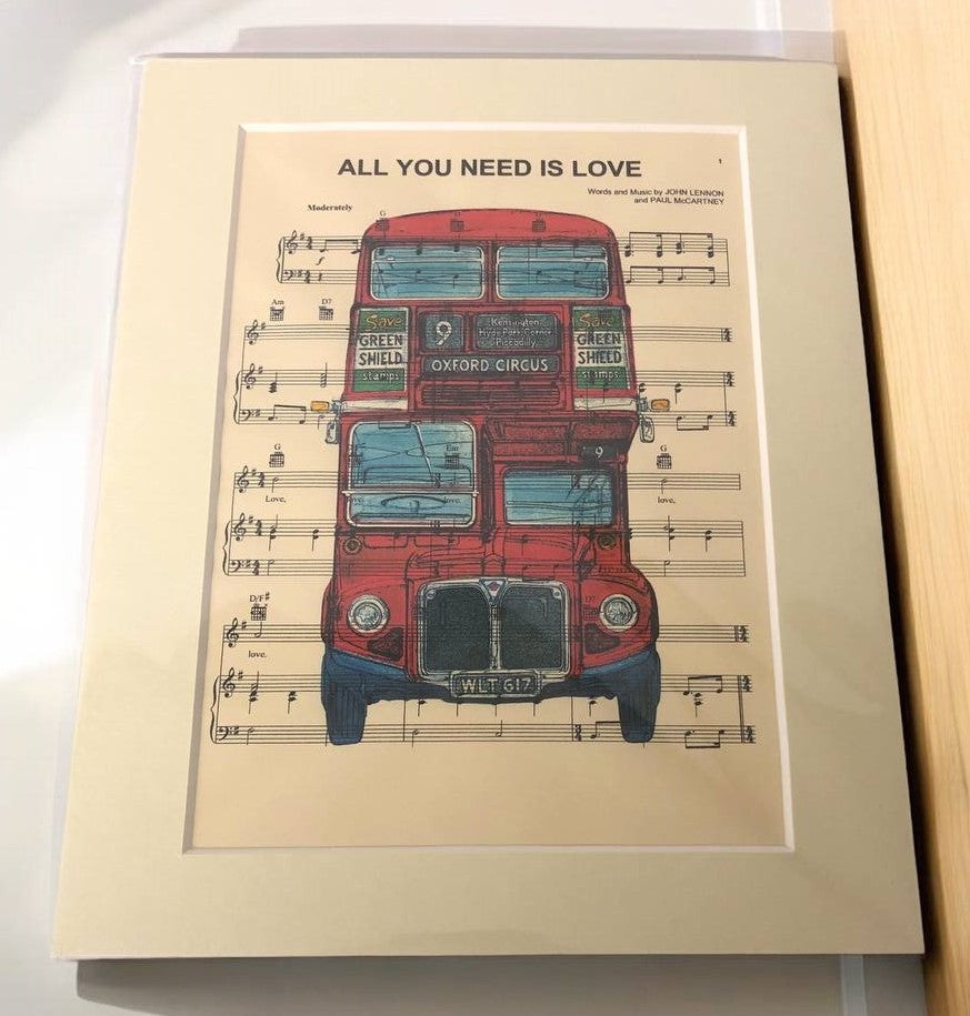 Decorative London Themed Posters - Unique Hardboard Art Featuring Big Ben, a red double-decker bus and More