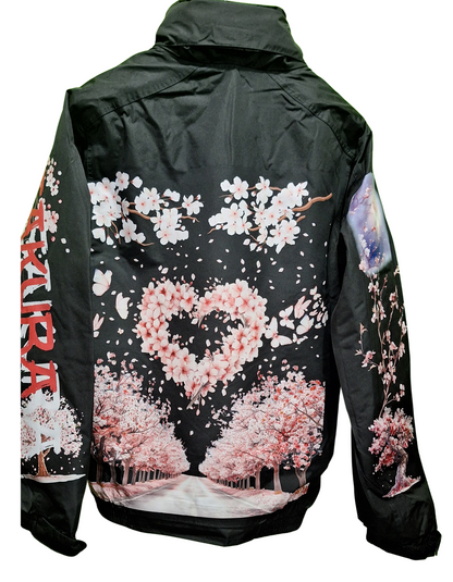 Bomber Jacket with Japanese Sakura Design – Stylish and Warm Outerwear For Winter in Various Sizes