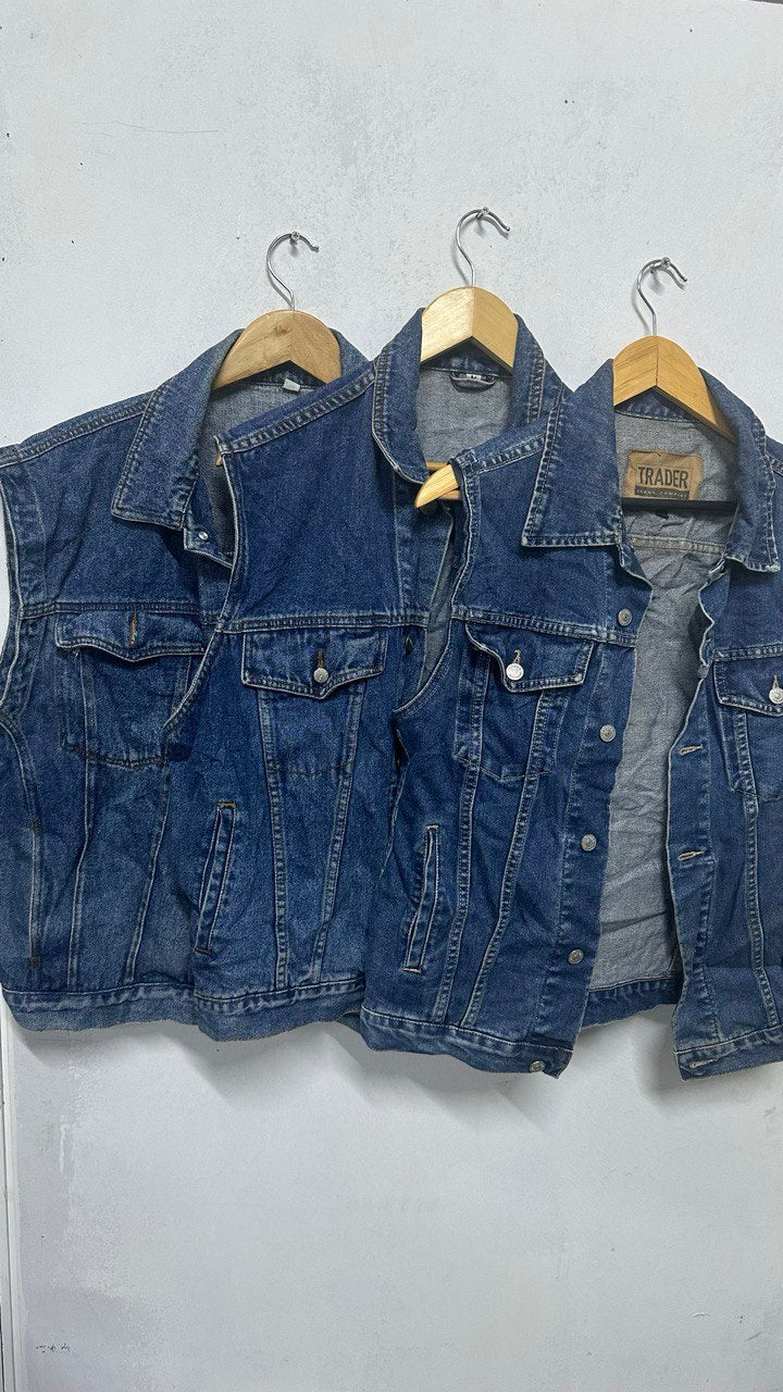 Vintage Sleeveless Denim Jacket - Sizes: S, M, L, XL