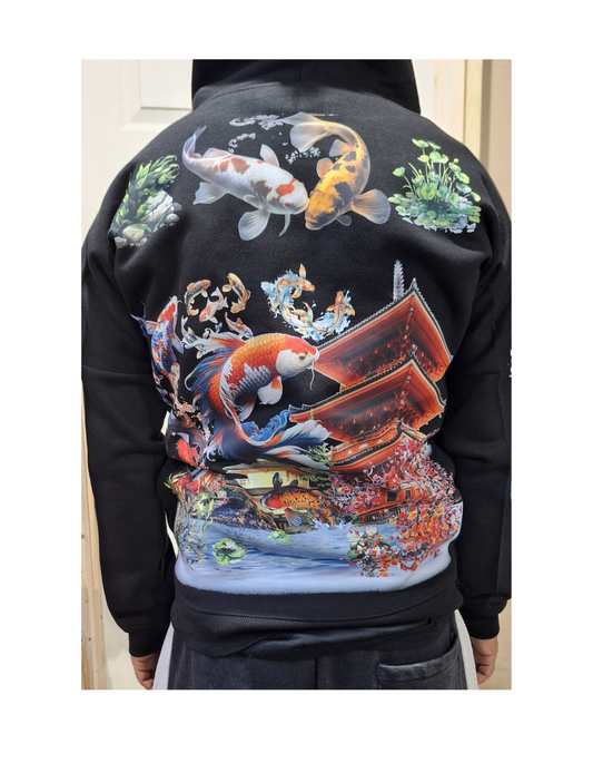 Koi Fish Theme Custom Graphic Printed Hoodie I Unisex Graphic Hoodie Various Sizes