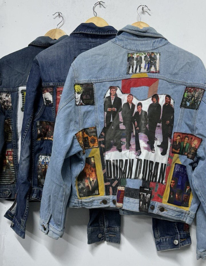 Customized Vintage Unisex Denim Jacket with Iconic Stitch Patches - Various Sizes Available