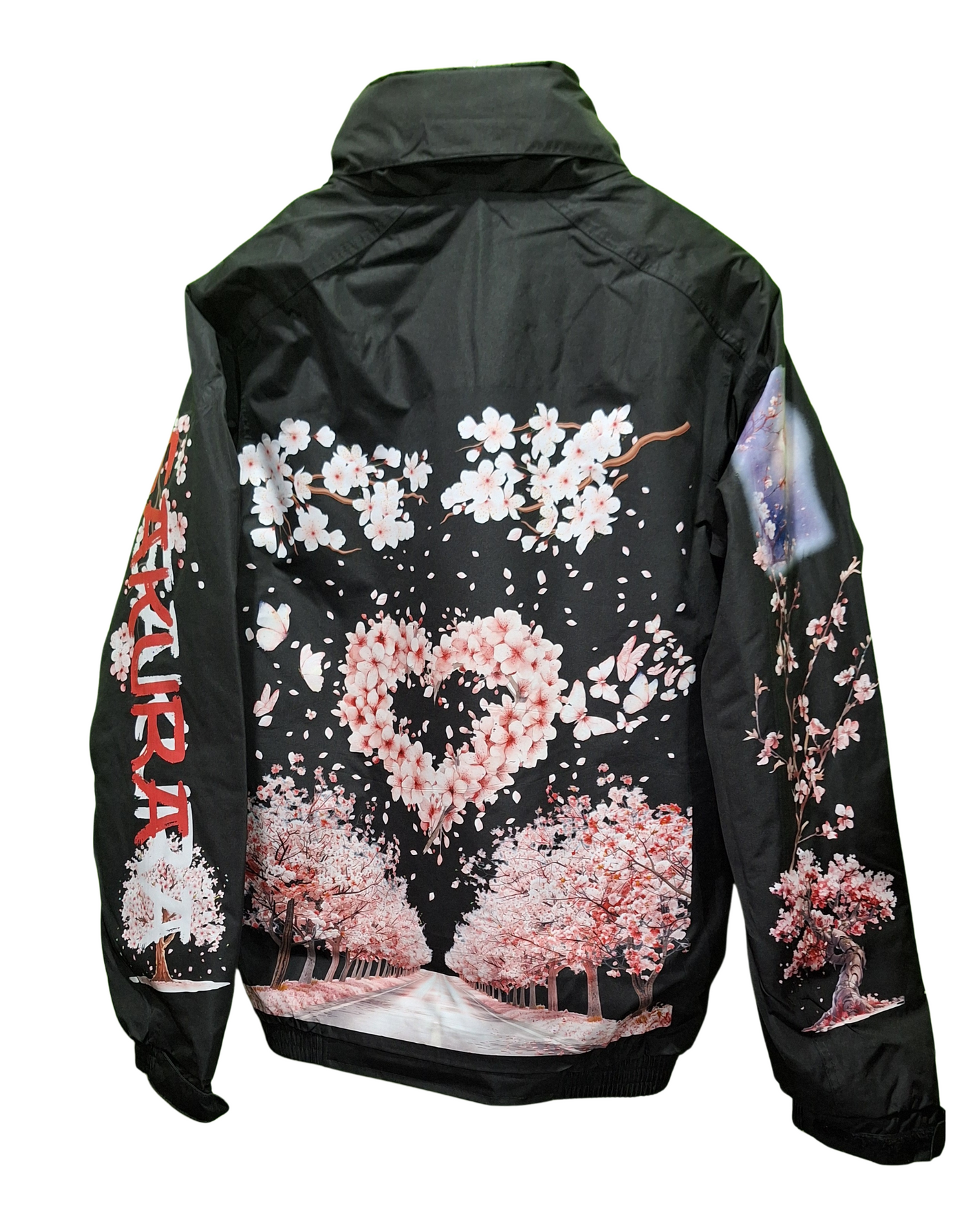 Bomber Jacket with Japanese Sakura Design – Stylish and Warm Outerwear For Winter in Various Sizes