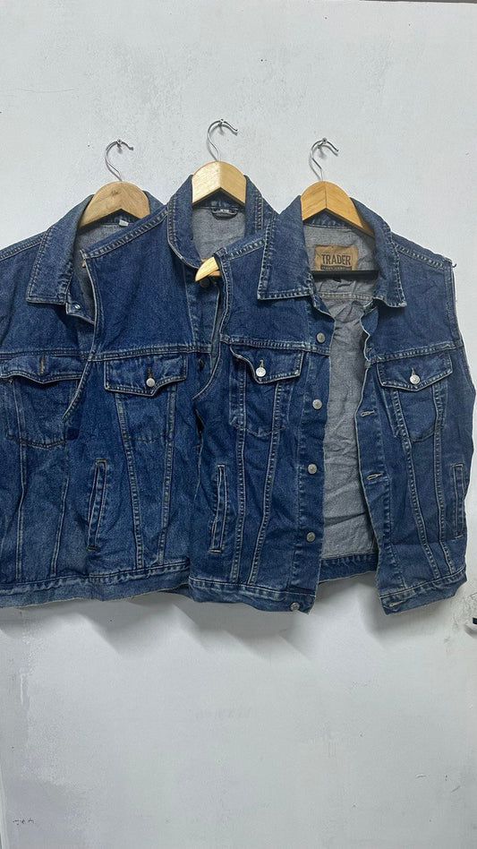 Vintage Sleeveless Denim Jacket - Sizes: S, M, L, XL