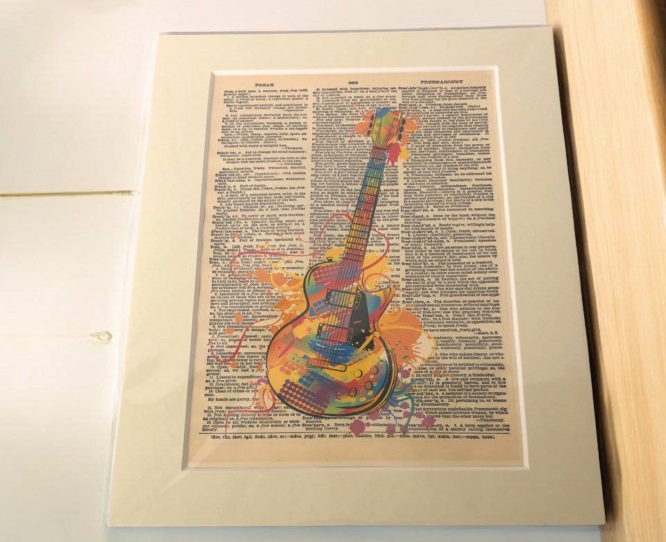 Colorful Electric Guitar Art Print Poster - Unique Art Print Hard Board Poster