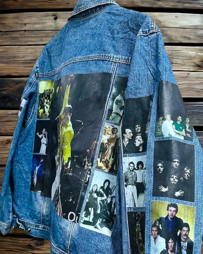 a picture of the queen band printed denim jacket 