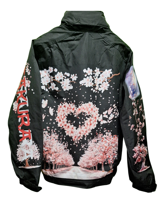 Bomber Jacket with Japanese Sakura Design – Stylish and Warm Outerwear For Winter in Various Sizes