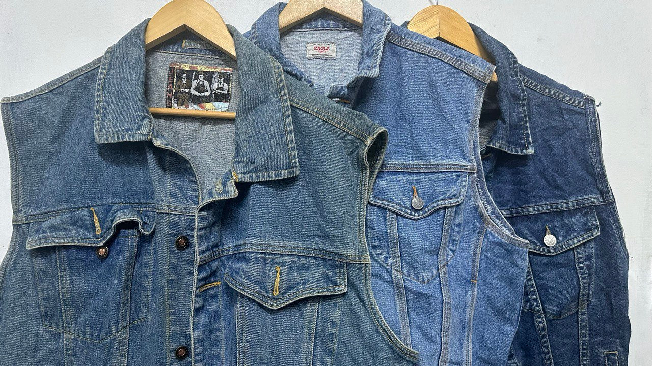 Vintage Sleeveless Denim Jacket - Sizes: S, M, L, XL