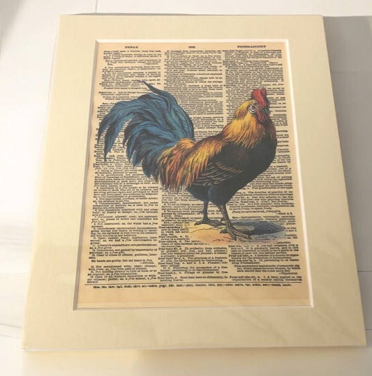 Rooster Art Print - Colorful Farmhouse Decor  Poster - Unique Art Print Hard Board Poster