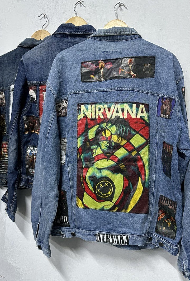 Customized Vintage Unisex Denim Jacket with Iconic Stitch Patches - Various Sizes Available