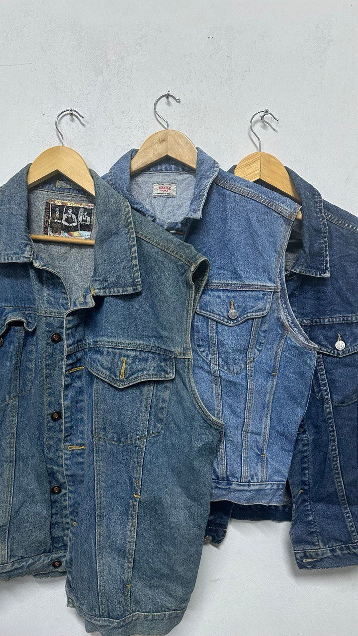 Vintage Sleeveless Denim Jacket - Sizes: S, M, L, XL