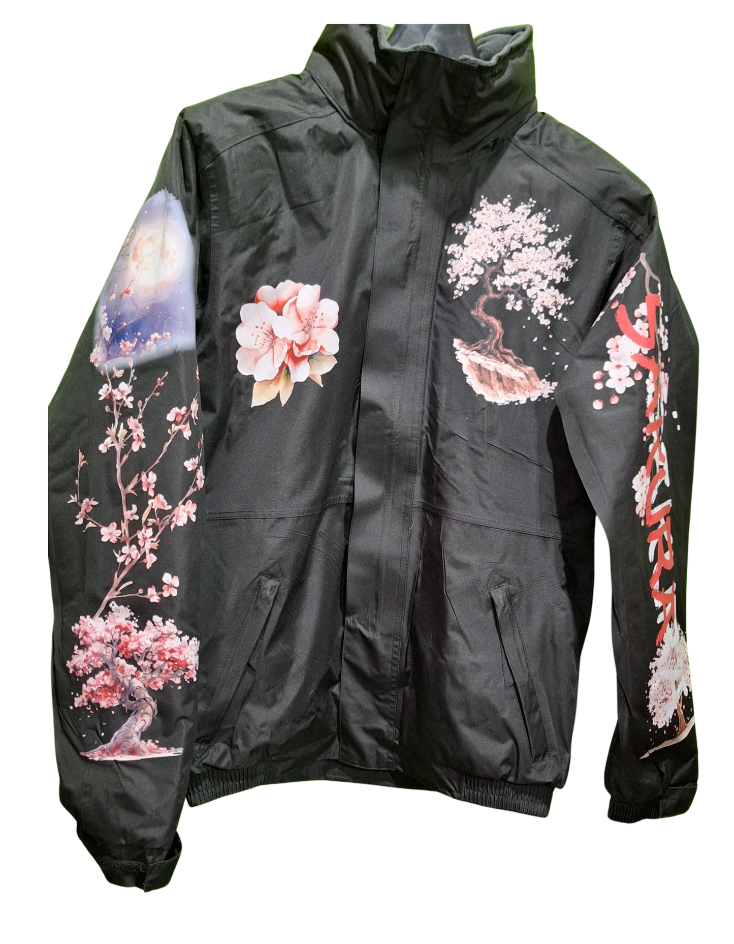Bomber Jacket with Japanese Sakura Design – Stylish and Warm Outerwear For Winter in Various Sizes