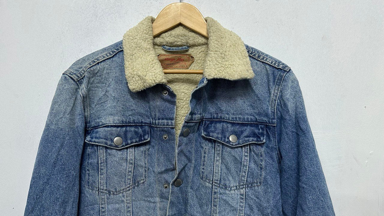 Vintage Sheepskin Denim Jackets – Warm, Stylish, Multiple Sizes Shearling Denim Jacket