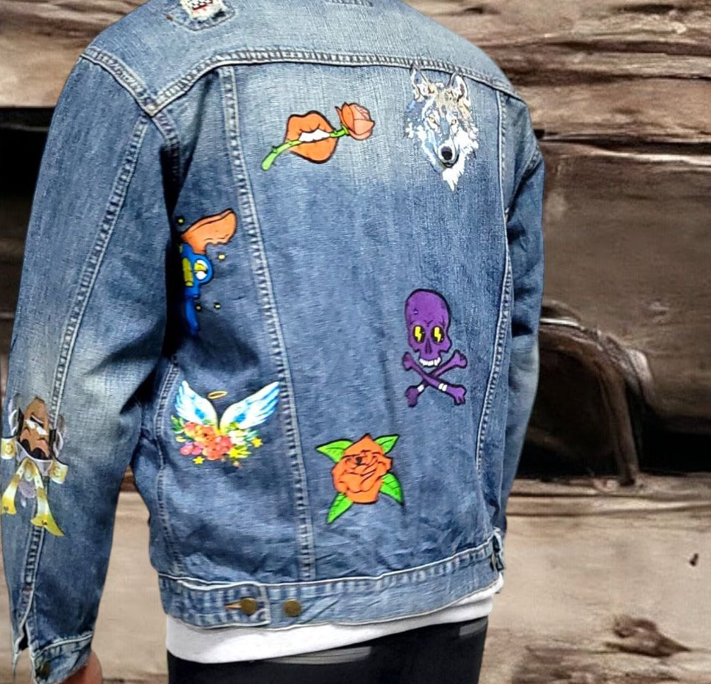 Customised Vintage Trucker Denim Jacket - 80s90s Style - S-XXL Sizes Available