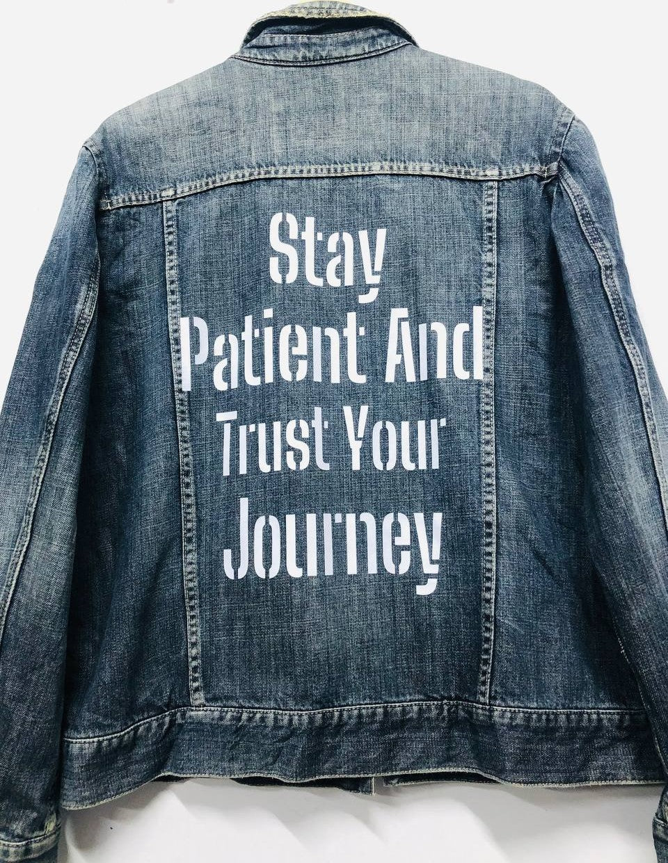 Customize with 'Your Own TEXT ' customised vintage 80's 90's trucker denim jeans jacket S-XXL