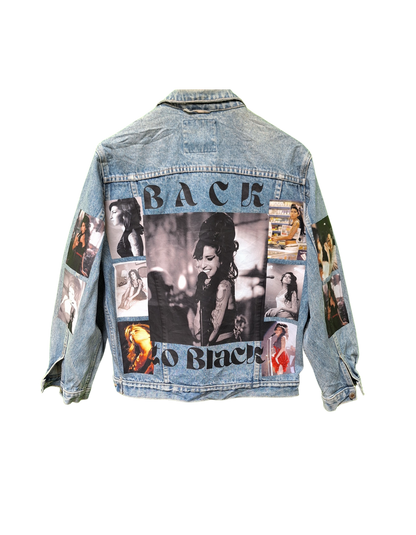Back To Black Vintage Printed Customised Denim Jacket l Unisex Customised Denim Jacket