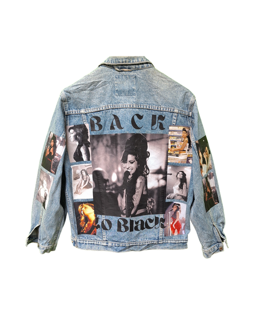 Back To Black Vintage Printed Customised Denim Jacket l Unisex Customised Denim Jacket