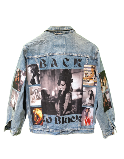 Back To Black Vintage Printed Customised Denim Jacket l Unisex Customised Denim Jacket