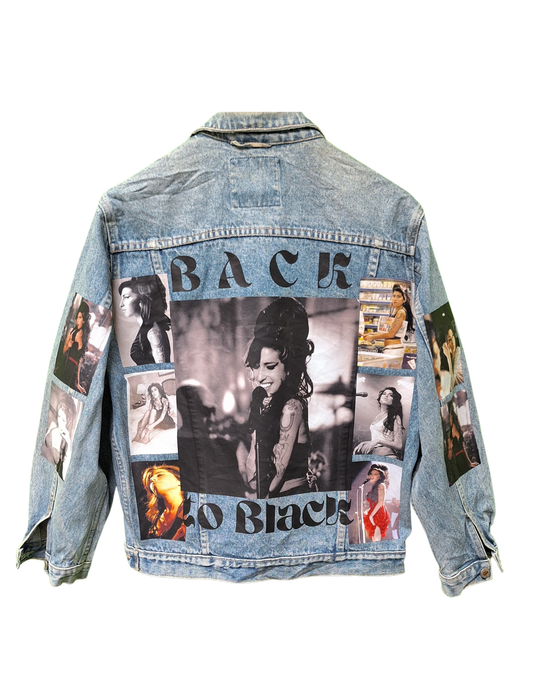 Back To Black Vintage Printed Customised Denim Jacket l Unisex Customised Denim Jacket