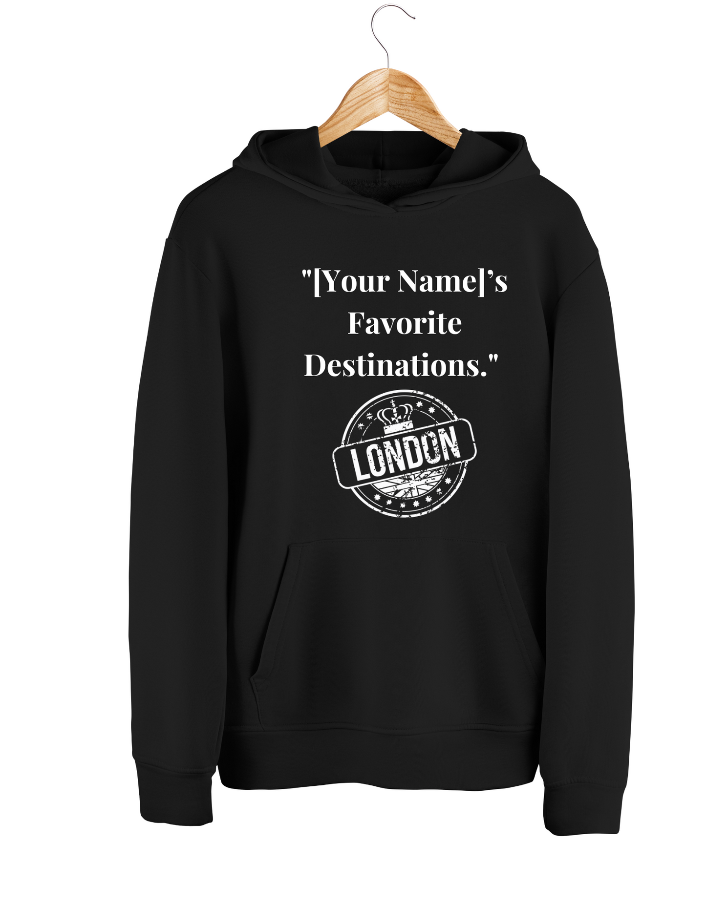 [Your Text]'s Favourite Destination Hoodie | Customized Black Hoodie