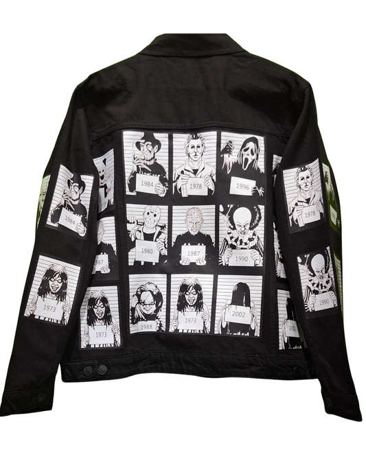 Customized 'Horror' Vintage Denim Jacket | Unisex Vintage Graphic Denim Jacket