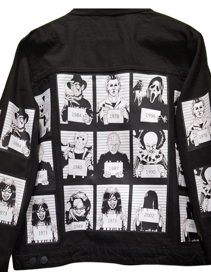 Customized 'Horror' Vintage Denim Jacket | Unisex Vintage Graphic Denim Jacket