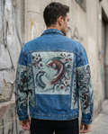 Japanese Koi Fish Customised Graphic Denim Jackets - MAXGRG