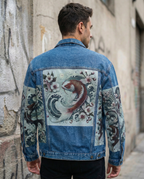 Japanese Koi Fish Customised Graphic Denim Jackets - MAXGRG