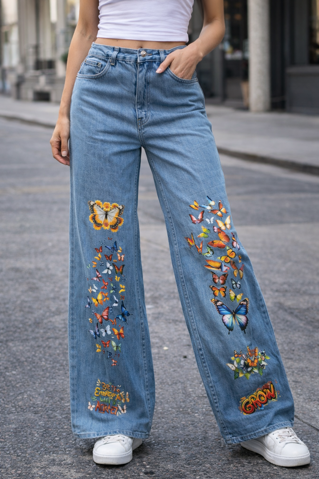 Wide-Leg Denim Jeans 