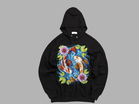 KOI FISH Custom Graphic Printed Hoodie I Unisex Graphic Hoodie Various Colours And Sizes
