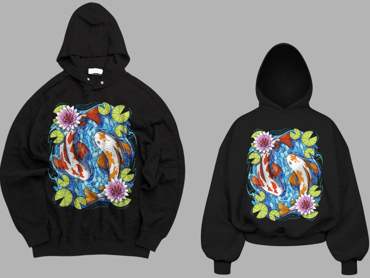 KOI FISH Custom Graphic Printed Hoodie I Unisex Graphic Hoodie Various Colours And Sizes