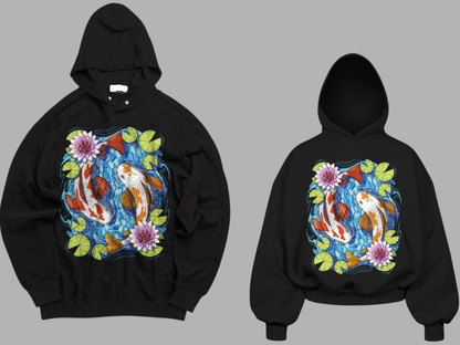 KOI FISH Custom Graphic Printed Hoodie I Unisex Graphic Hoodie Various Colours And Sizes