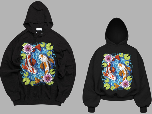 KOI FISH Custom Graphic Printed Hoodie I Unisex Graphic Hoodie Various Colours And Sizes