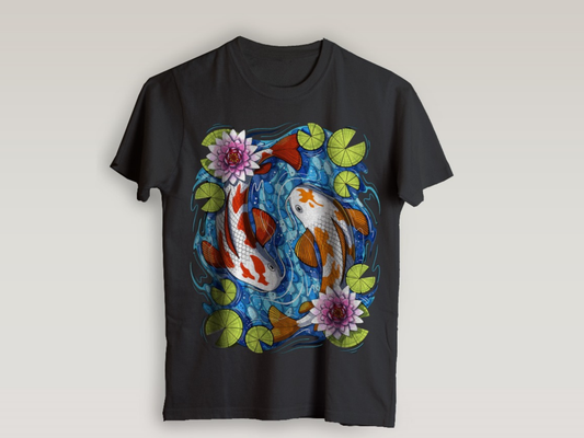 KOI FISH Custom Graphic Printed Tees I Unisex Graphic Tees Various Colours And Sizes