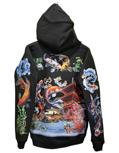 Koi Fish Theme Custom Graphic Printed Hoodie I Unisex Graphic Hoodie Various Sizes