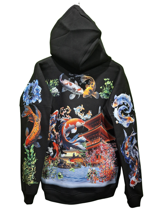 Koi Fish Theme Custom Graphic Printed Hoodie I Unisex Graphic Hoodie Various Sizes