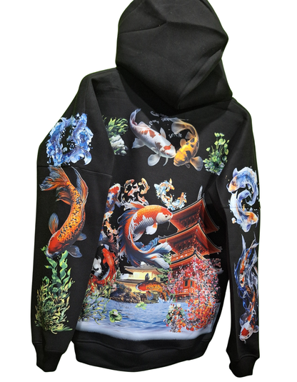 Koi Fish Theme Custom Graphic Printed Hoodie I Unisex Graphic Hoodie Various Sizes