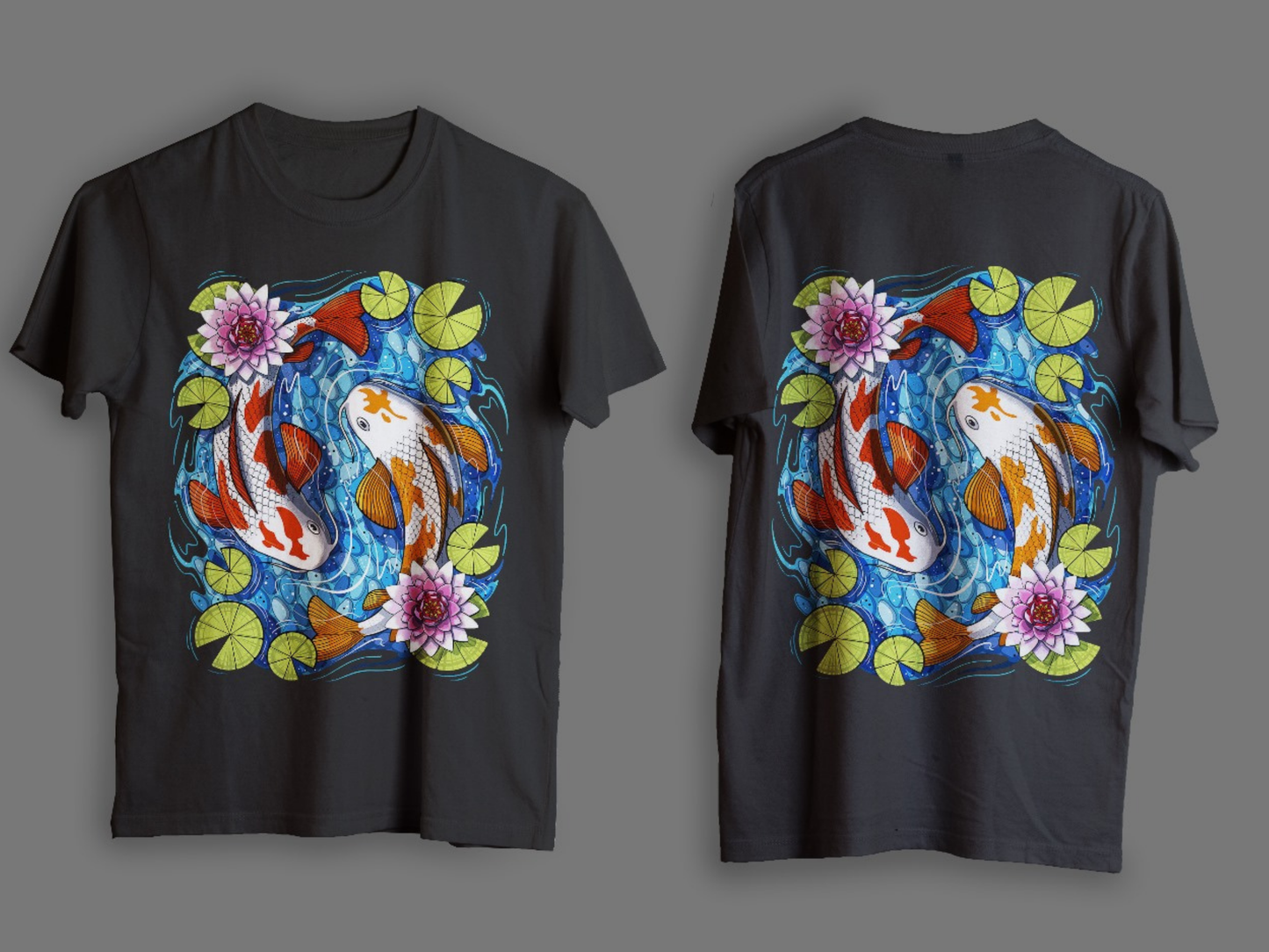 KOI FISH Custom Graphic Printed Tees I Unisex Graphic Tees Various Colours And Sizes