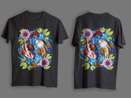KOI FISH Custom Graphic Printed Tees I Unisex Graphic Tees Various Colours And Sizes
