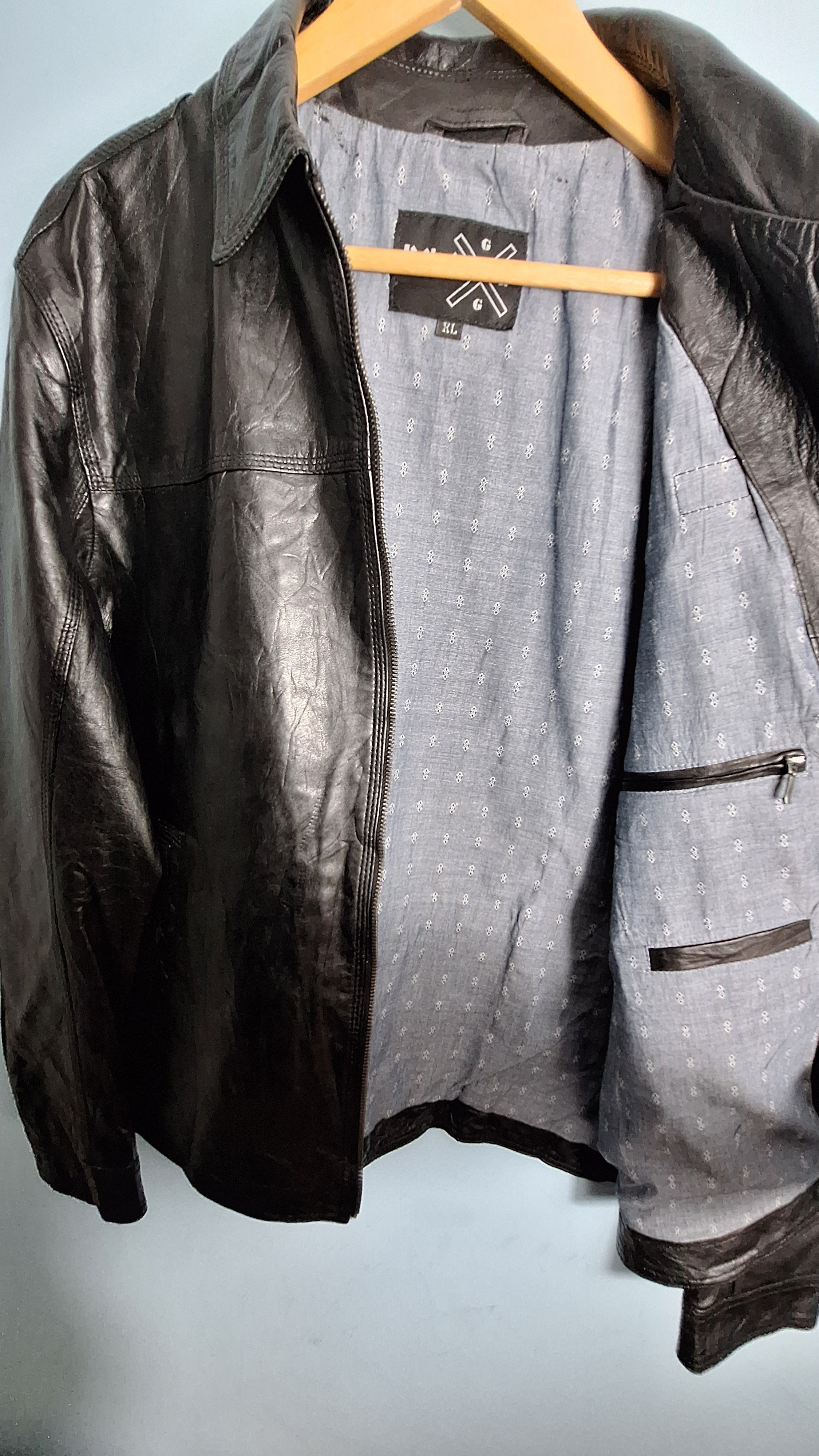 10 Men’s Classic Black Genuine Leather Jacket MAXGRG