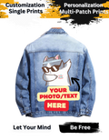 A to Z Your Designs / Text Customized Vintage Denim Jacket