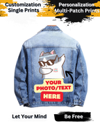 A to Z Your Designs / Text Customized Vintage Denim Jacket