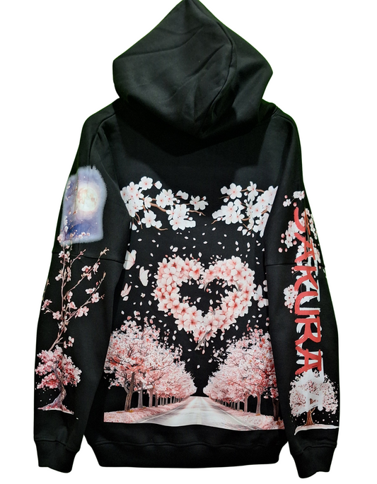 Japanese Flower SAKURA Custom Graphic Printed Hoodie I Unisex Graphic Hoodie Various Sizes