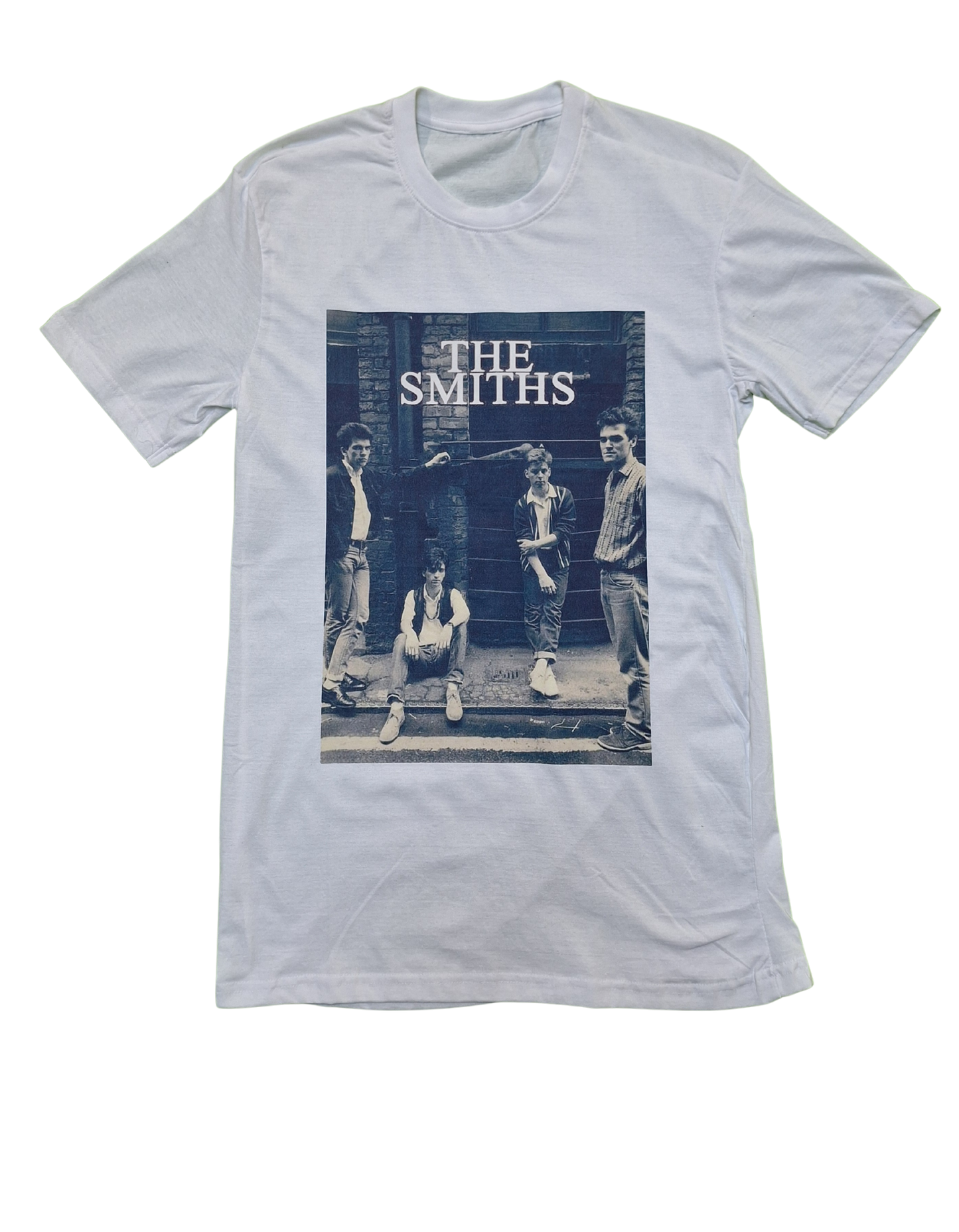 White t-shirt with 'The Smiths' band graphic