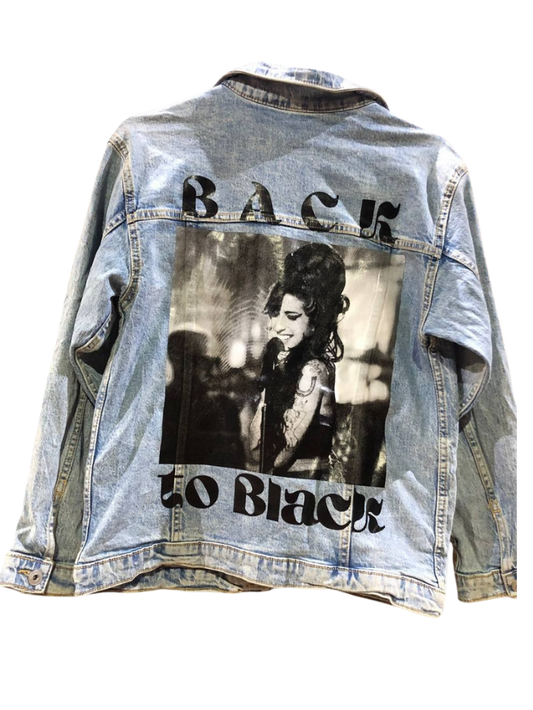 Amy Winehouse Back To Black Customized Vintage Unisex Denim Jacket