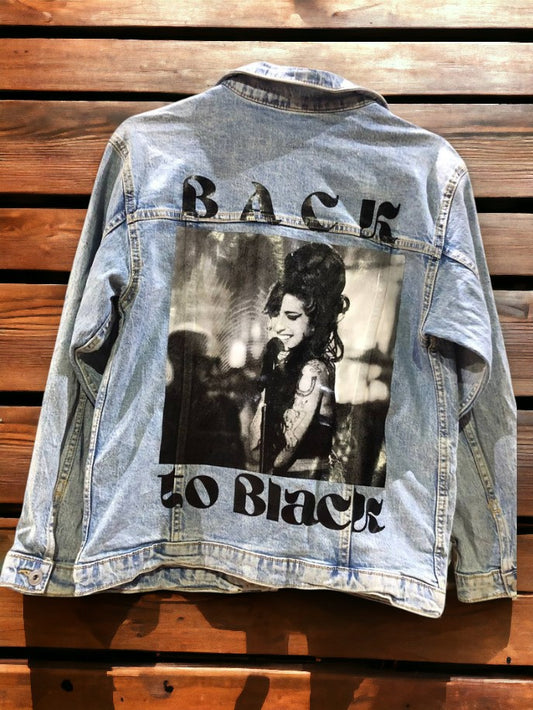 Amy Winehouse Back To Black Customized Vintage Unisex Denim Jacket