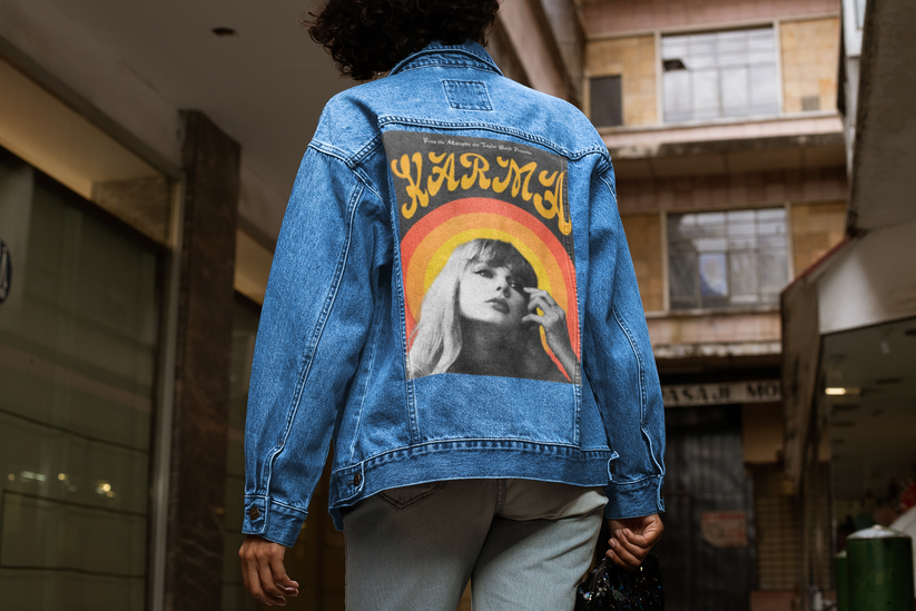 "Your Own Design " Single Print Vintage Denim Unisex Jacket